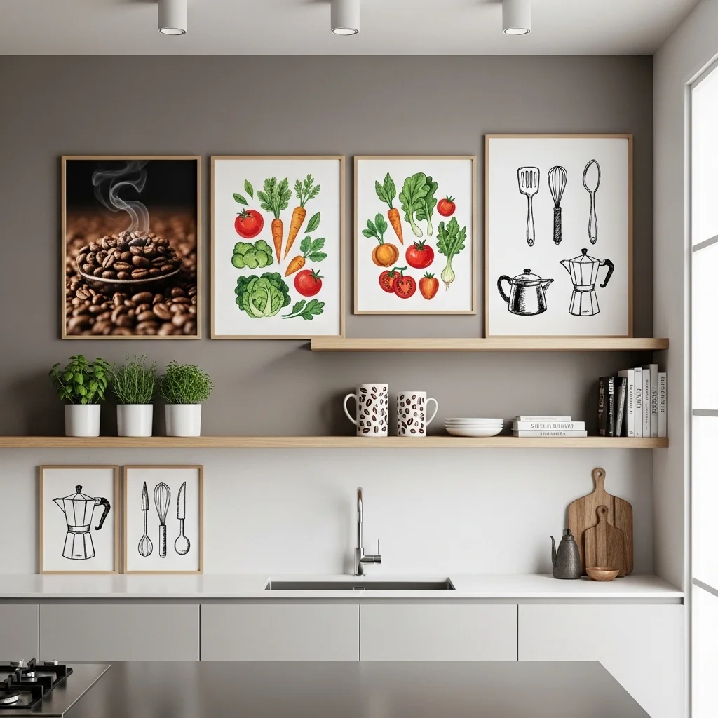 Acrylic finish Wall Art for Kitchen giving a glossy modern gallery appearance