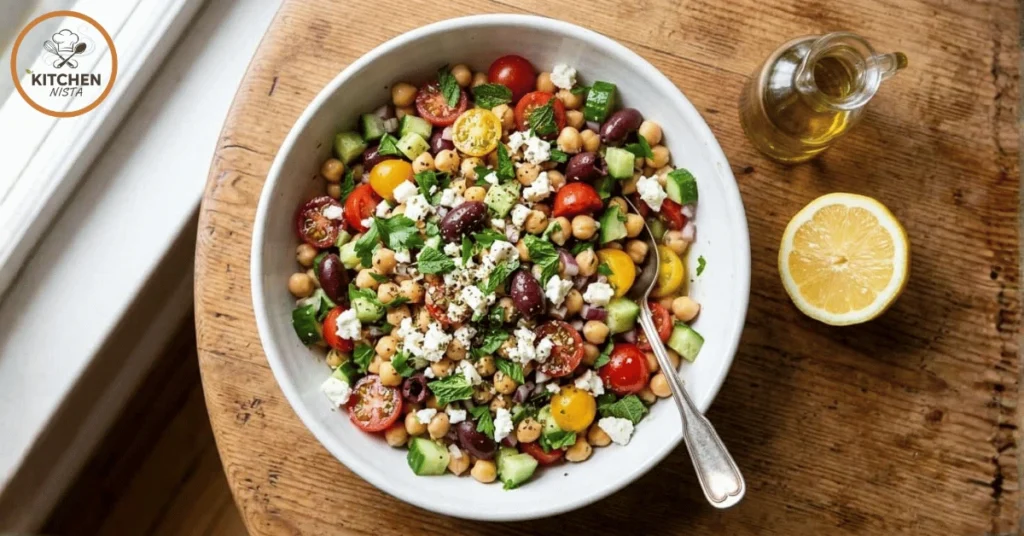 Easy Chickpea Salad Recipes : Fresh Mediterranean Bowl