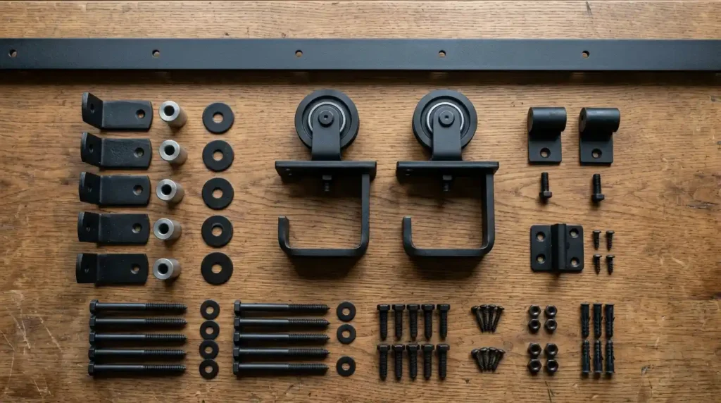 Barn door hardware kit layout
