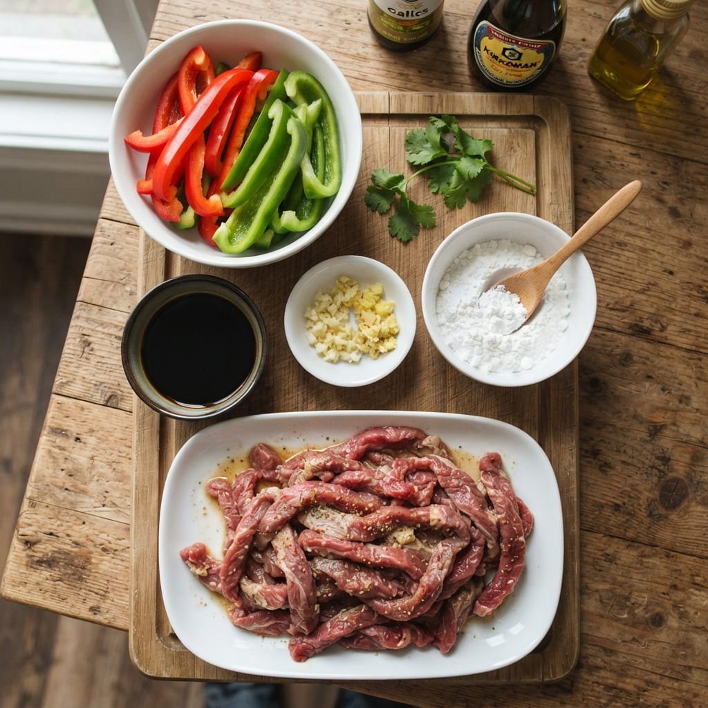 Ingredients for Pepper Steak and Rice