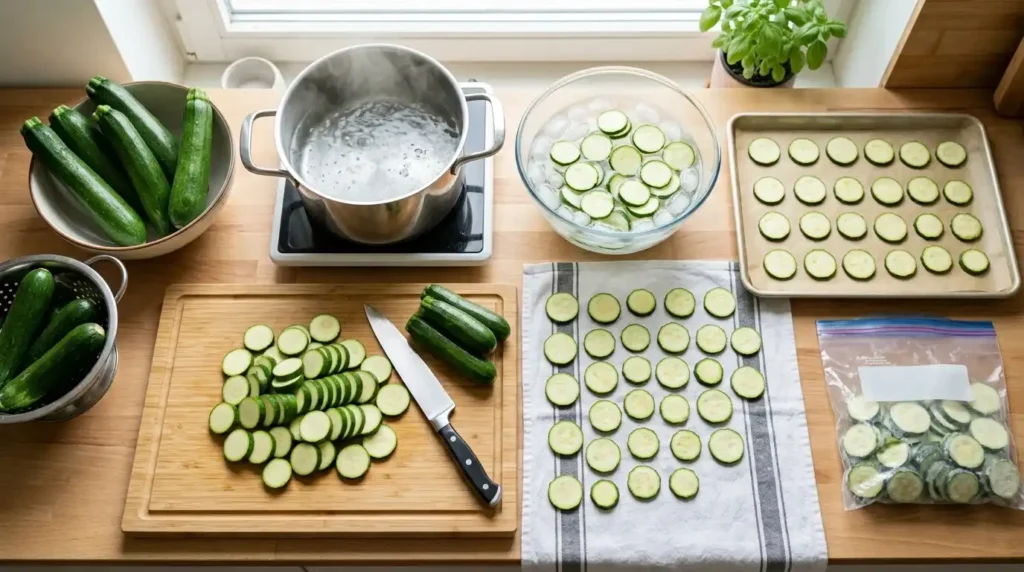 Preparing zucchini for freezing