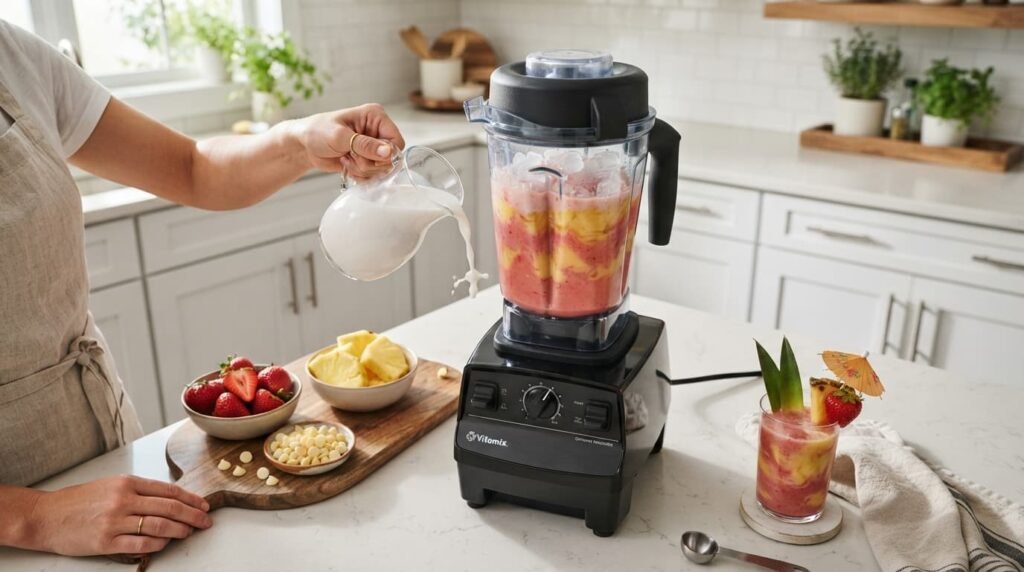 Blending a Bahama Mama Smoothie at Home