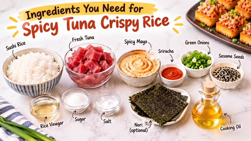 Ingredients You Need for Spicy Tuna Crispy Rice