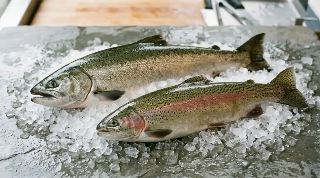 Steelhead trout and salmon display