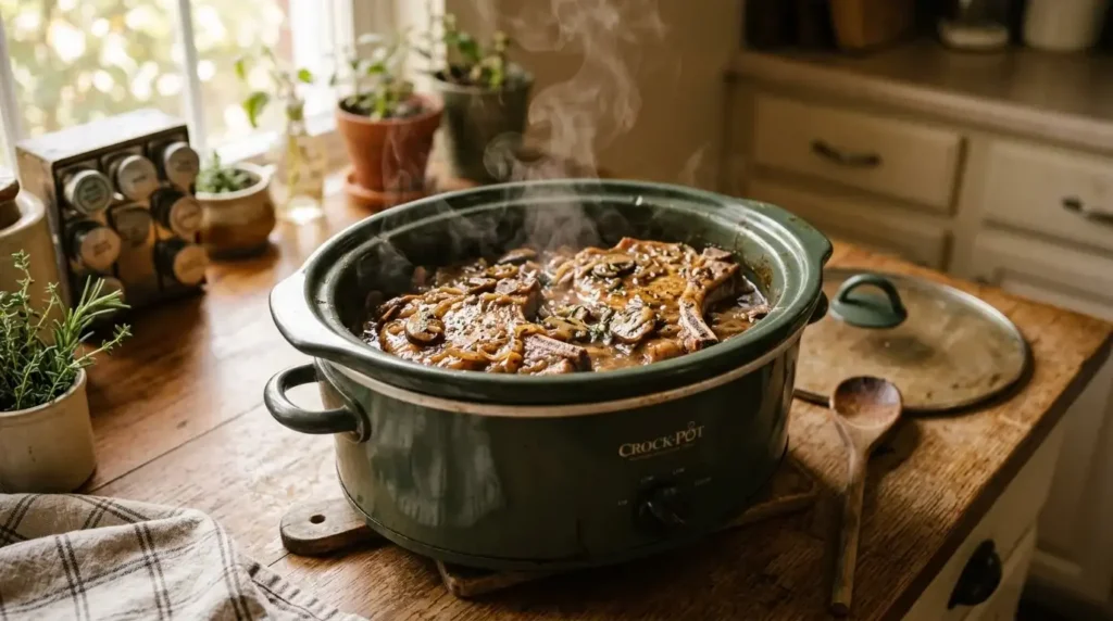 smothered pork chops crock pot