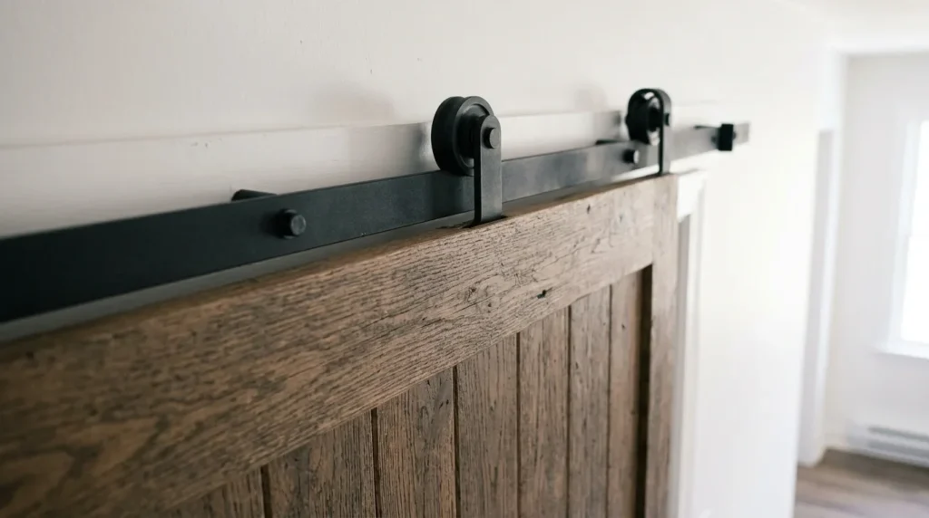 Barn door track mounted