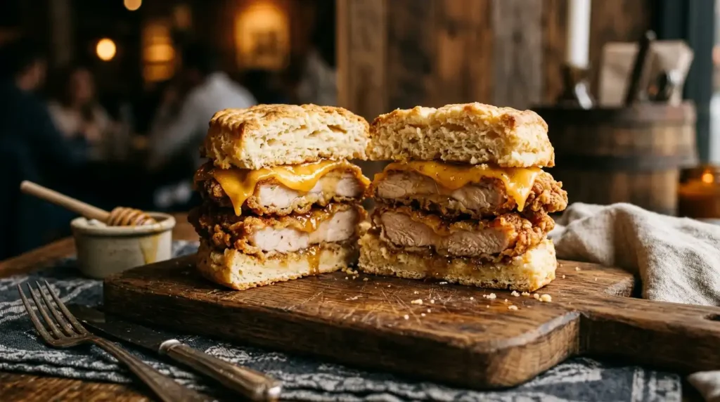 Biscuit sandwich with fried chicken