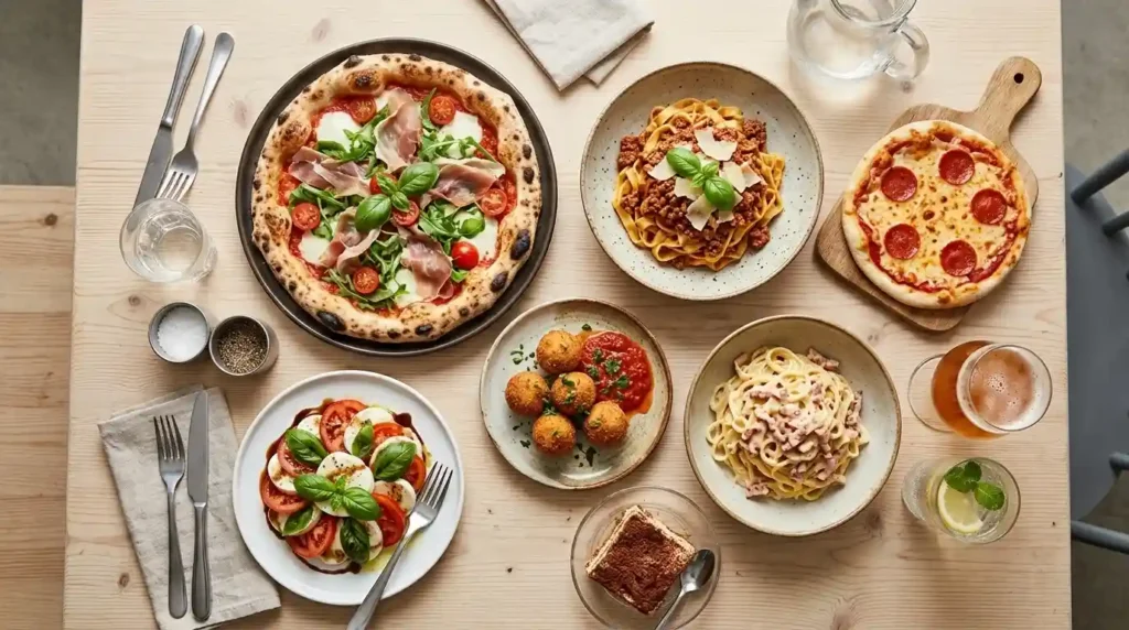 Casual pizza restaurant menu