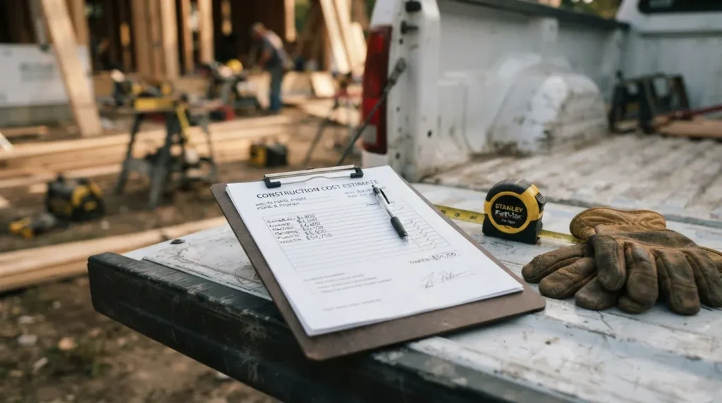 Contractor clipboard on truck