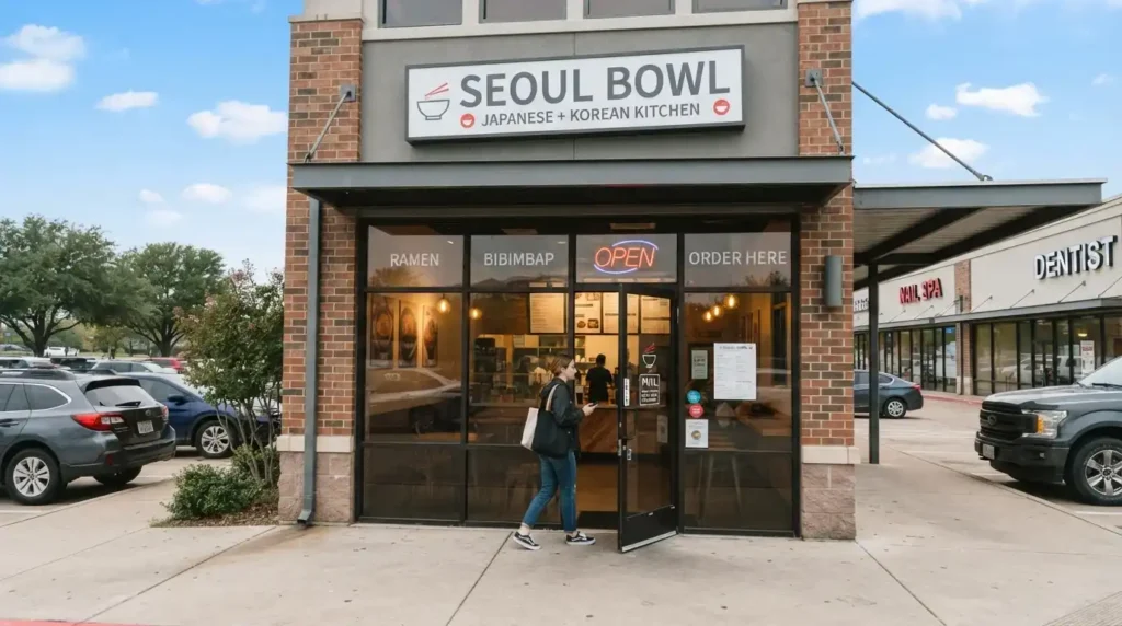 Customer entering restaurant