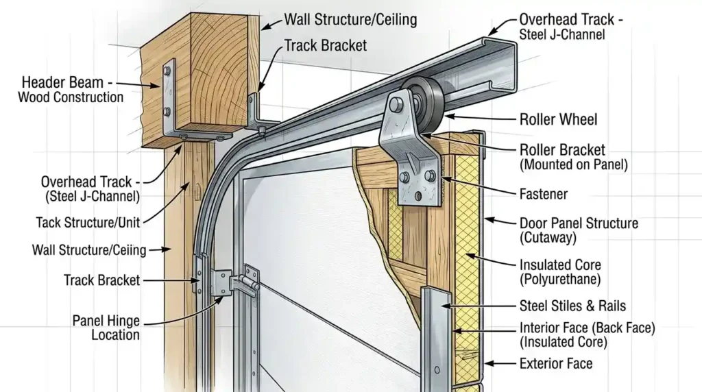 Door panel roller assembly illustration