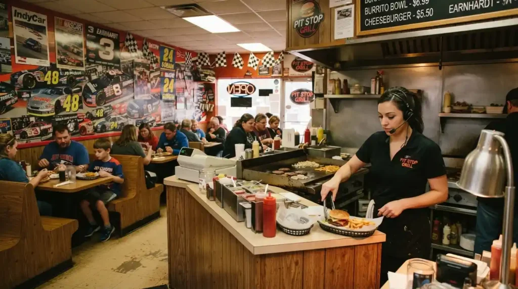 Employee plating food in restaurant