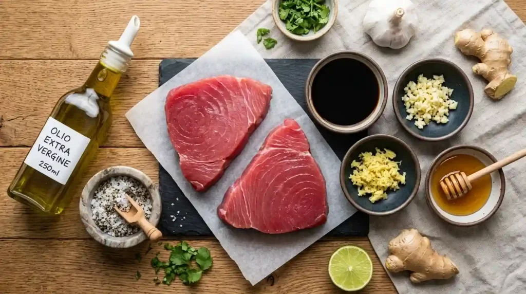 Ingredients for tuna steaks