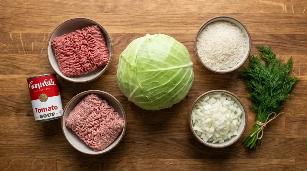 Raw ingredients arranged on countertop