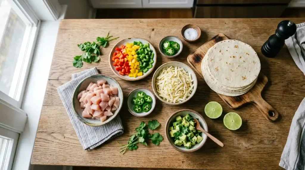 Raw ingredients on kitchen counter