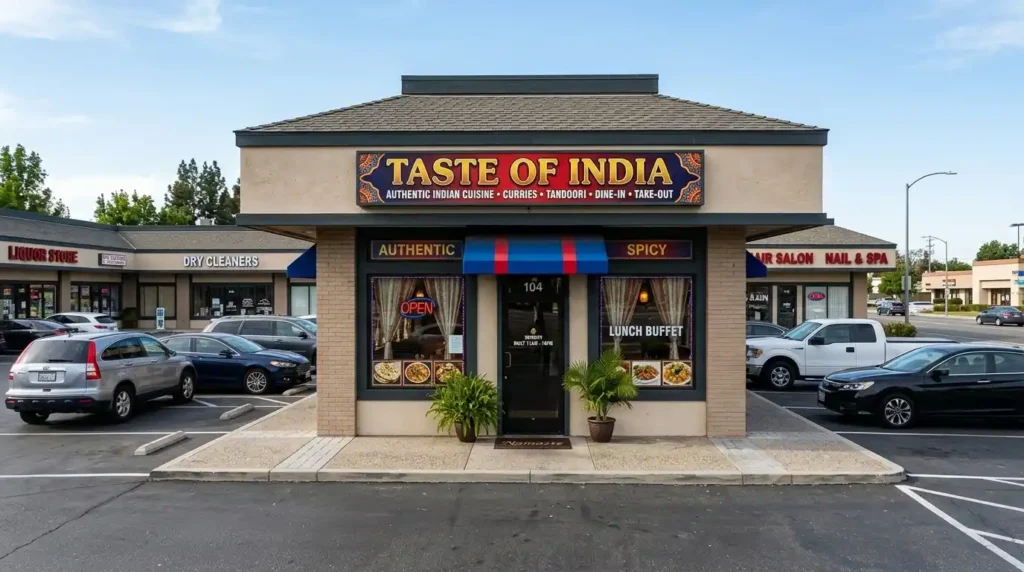 Restaurant storefront entrance view