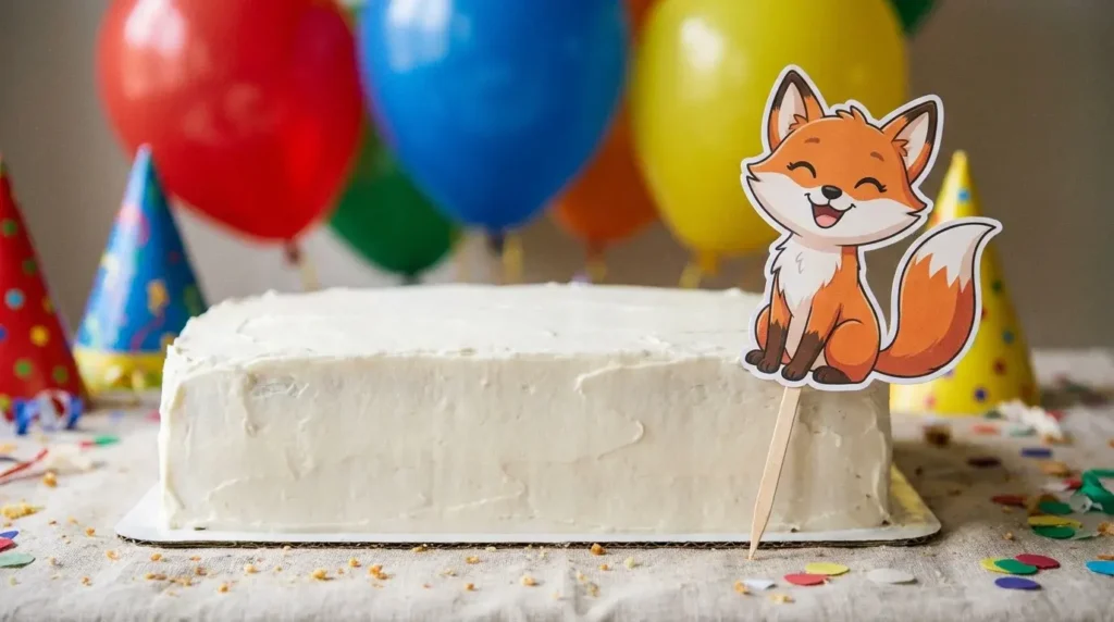 Sheet cake with character topper