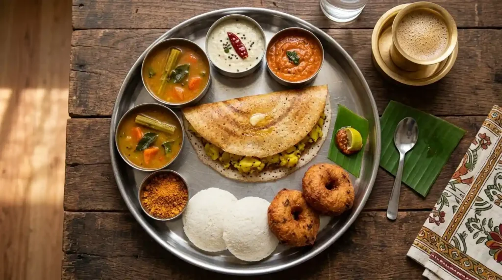 South Indian meal on plate