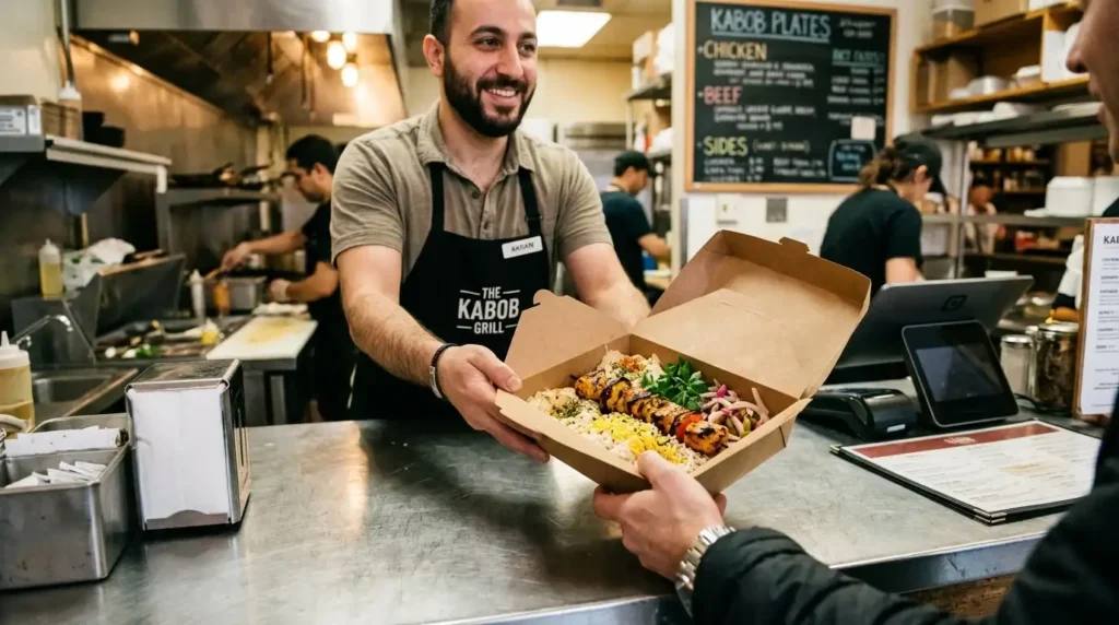 Staff handing over takeout