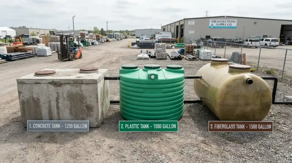 Three septic tanks in yard